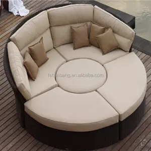 Giường Sofa Mây Tròn Ngoài Trời