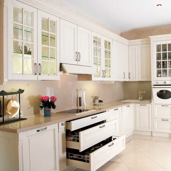 America Solid Wood Kitchen with Island Flat Pack