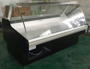 Alta calidad 2 m longitud supermercado puerta de cristal curvo casos delicatessen refrigerado para la venta - Product Image 3