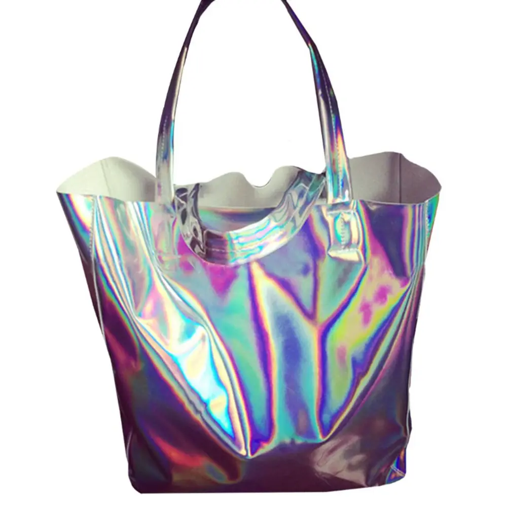 Women's 홀로그램 어깨 큰 Capacity 레이저 Shopper Tote Bag 핸드백