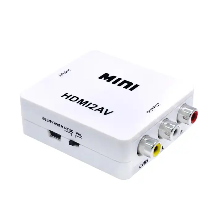 Convertitore Mini HDMI2AV Wholesale1080p di alta qualità convertitore da HDMI a AV convertitore da HDMI a 3RCA Video Audio