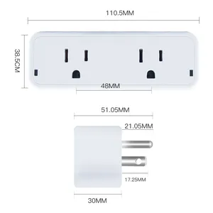 RSH-enchufe inteligente de EE. UU., WiFi, 2 en 1, Control remoto por aplicación móvil, funciona con Alexa y Google home, enchufe Dual WiFi