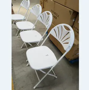 White Fan Back plastic folding Chair for outdoor events