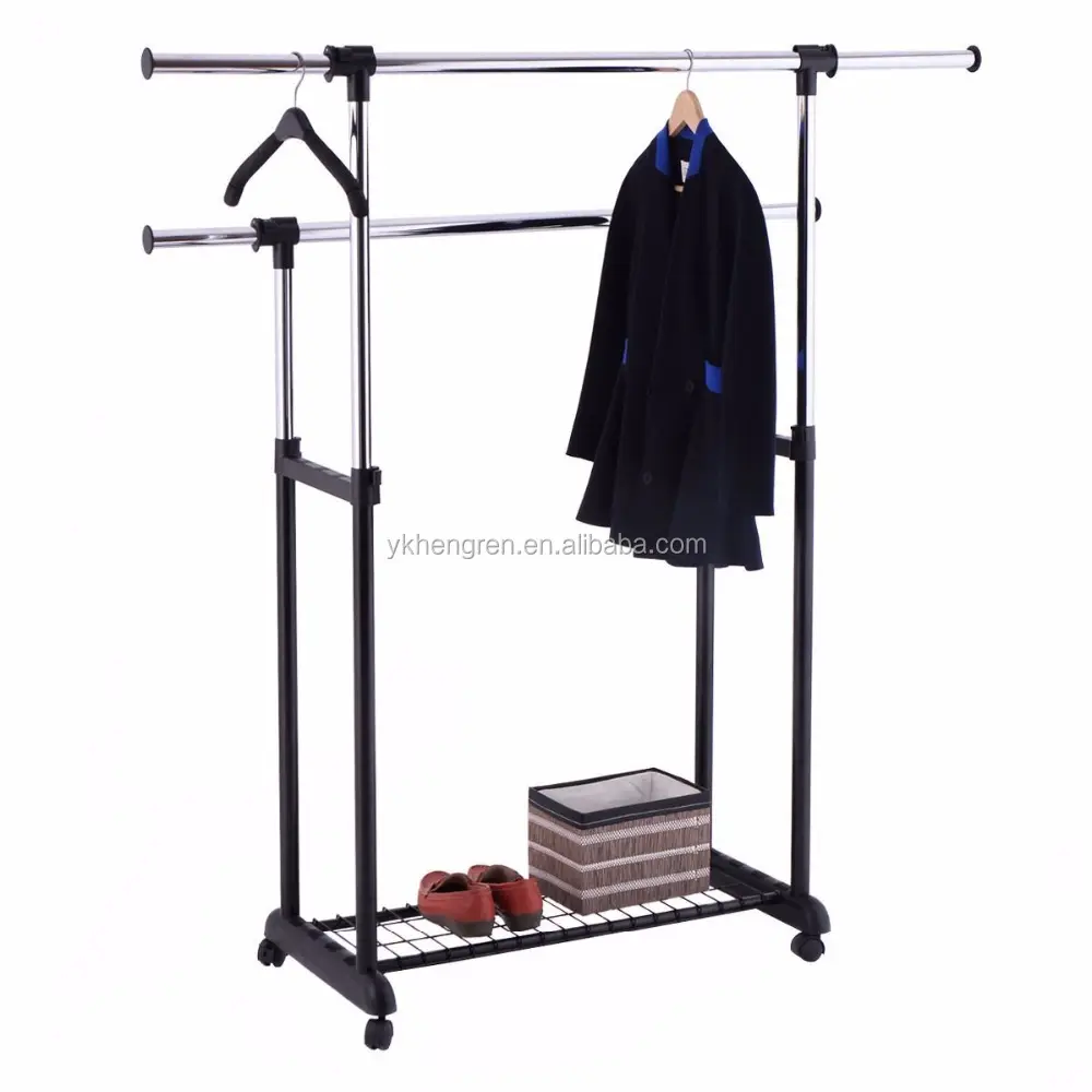 Adjustable Double Clothes Hanging cloth dry rack garment rack