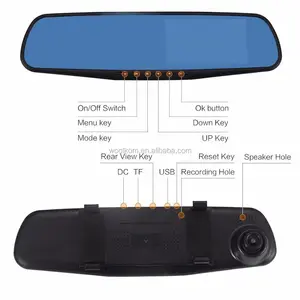 HD 720P Wide Angle Car DVR Camera Auto Digital Video Recorder Camcorder 4.5 Inch Dual Lens Rearview Mirror Dash Cam