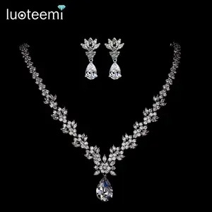 LUOTEEMI — parure de bijoux de mariage en Zircon, en forme de perle, ensemble pour les mariées, nouvelle collection, cadeau de luxe - Product Image 1