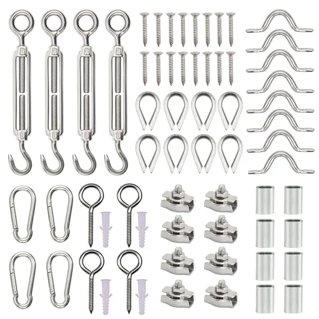 304 & 316 Stainless Steel & Aluminum Heavy Duty Hardware Kit Cable Railing Kit with Thimbles Screws Eye Straps Carabiner