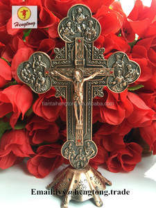 Rojo cobre religioso Juses metal de pie crucifijo, decoración de la Iglesia Cruz Católica - Product Image 4