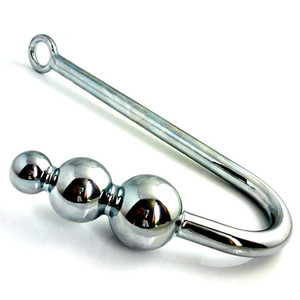 Grande Taille En Acier Inoxydable En Métal Crochet Anal Avec 3 Perles Anales Jouets Sexuels Anaux Plug Anal - Product Image 1