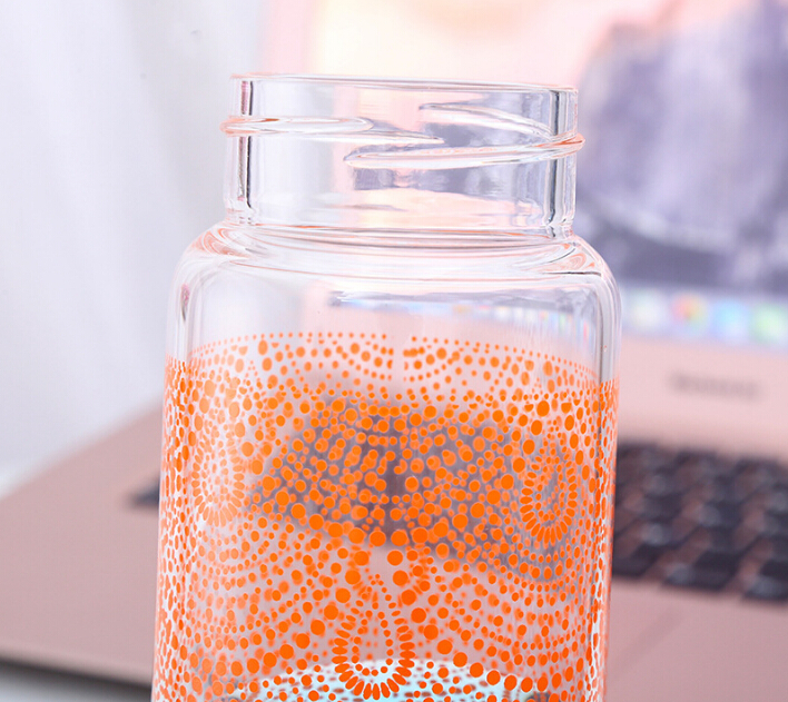 Wholesale Logo Printed retail  Single Wall  borosilicate glass Water Bottles With Bamboo Lid