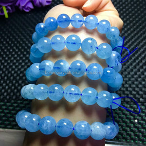 Niza redonda natural Aquamarine piedras preciosas naturales individuales pulsera anillo - Product Image 4