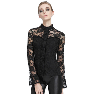 SD Women's Vintage Gothic Long Sleeve Stand Collar Lace <strong>Patchwork</strong> <strong>Shirt</strong> Tops SL000052 - Product Image 1