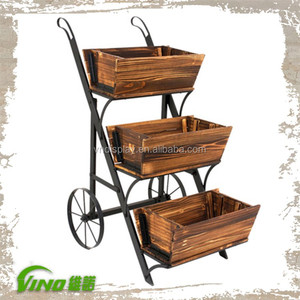 De Madera carro de la rueda de carreta de madera decoración antigua Carro de madera - Product Image 1