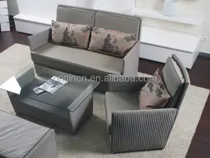 3 plazas gris simple pequeña terraza piscina conversando sofás muebles de mimbre mayorista de Miami