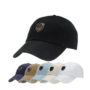 Chapéu de beisebol personalizado com 6 painéis, tecido de algodão branco puro de baixo perfil sem estruturação