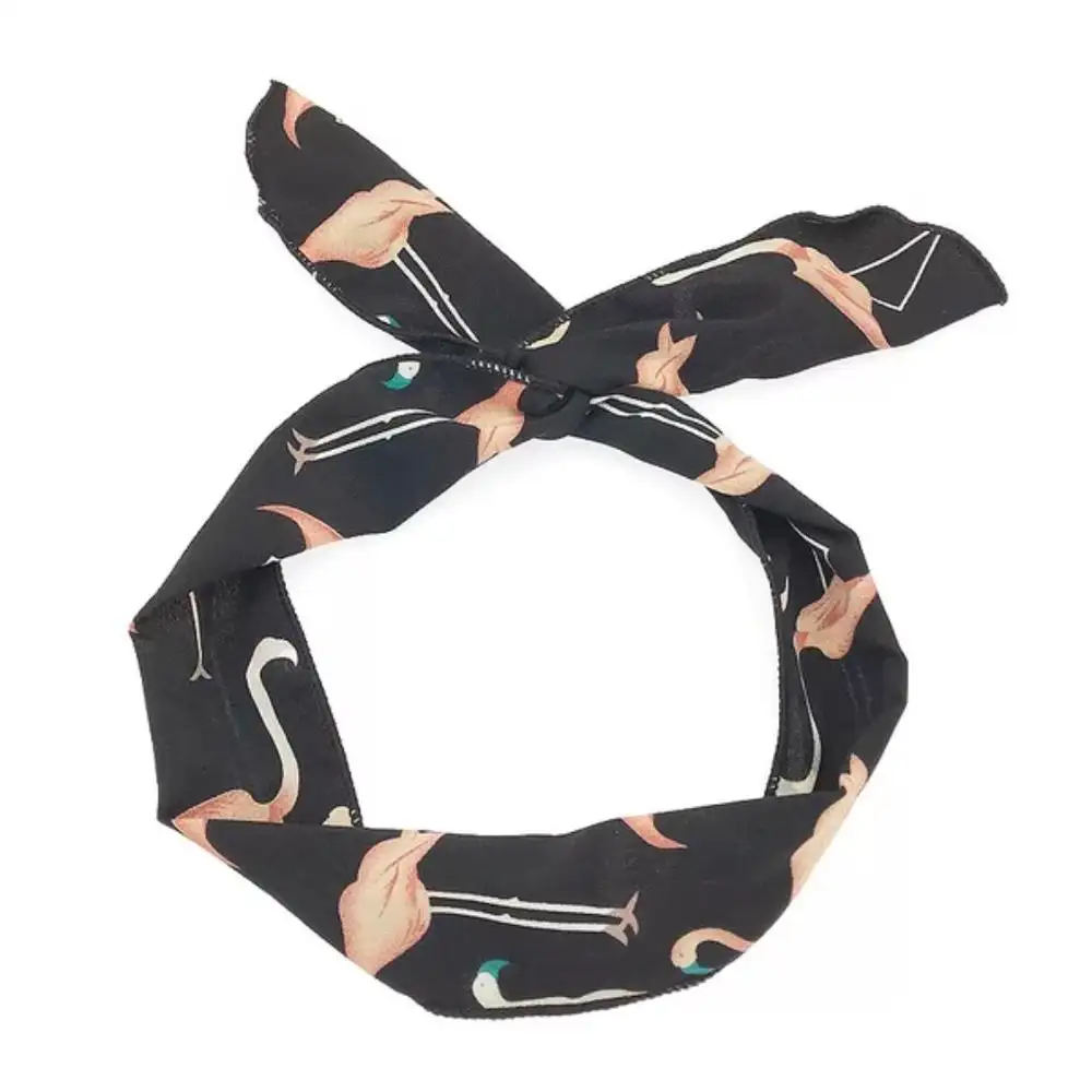 Alla moda Orecchie di Coniglio Flamingo Stampa Della Fascia Vintage Outdoor Sport Hairband con Filo di Alluminio