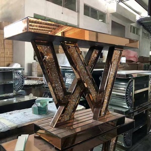 Thiết Kế Mới W Shape Rose <span class=keywords><strong>Gold</strong></span> Gương Đồ Nội Thất <span class=keywords><strong>Console</strong></span> Bảng Với Gương - Product Image 3