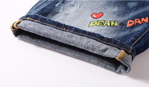 Impression Spot <span class=keywords><strong>Jean</strong></span> Usine En Gros Bleu Clair Déchiré Hommes <span class=keywords><strong>Jean</strong></span> Denim Court - Product Image 4