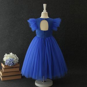 Nuovi vestiti per bambini di colore blu vestito da principessa per 3 anni vestito da ragazza vacanza sole abbigliamento per bambini - Product Image 2