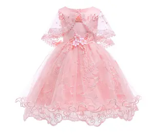 Детское летнее платье с цветами, платье принцессы для девочек