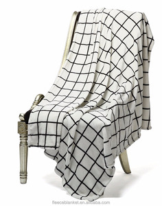 Ultra <span class=keywords><strong>Velours</strong></span> En Peluche Noir et <span class=keywords><strong>Blanc</strong></span> <span class=keywords><strong>Plaid</strong></span> Super Doux Décoratif tartan Jeter Couverture - Product Image 2