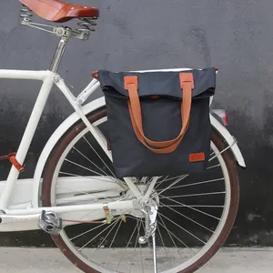 Tuval ve Deri Bisiklet Çantası Pannier sepet alışveriş çantası