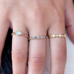 Gemnel Chất Lượng Cao 925 Sterling Silver Trang Sức Vàng Vermeil Ruby Cz Opal Nhạc Nhẫn Phụ Nữ - Product Image 5