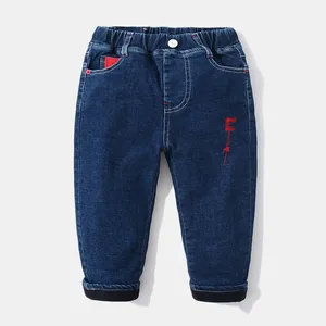 Celana Jeans Musim Dingin Anak Laki-laki dan Perempuan, Celana Denim Kasual Hangat dengan Celana Legging Bulu Domba untuk Anak Bayi Laki-laki dan Perempuan Modis