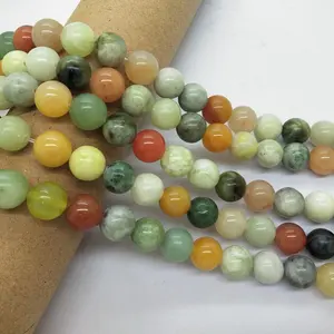 Perles en pierre précieuse de Jade, nouvelle mode, diamètre 6, 8 et 10mm, perles amples, pour artisanat et la fabrication de bijoux