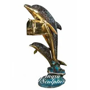 Home Decoration Metal Craft Cast Bronze Dolphin Mailbox Sculpture