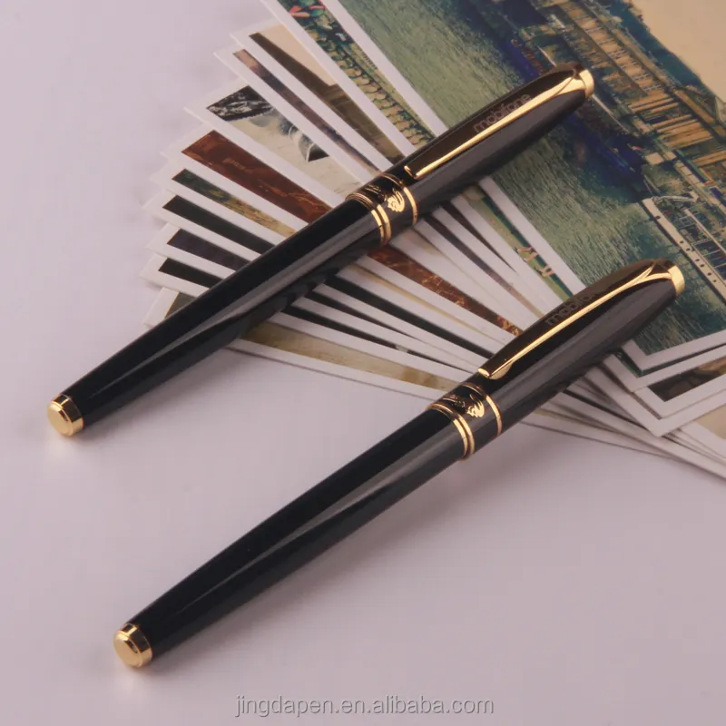 Oro Negro parte Bola de metal pluma para regalo de rodillo de metal pen stylus pluma con logo