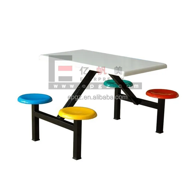 学校の食堂のテーブルと椅子のグラスファイバー、ファブリックガラスの4人掛けの学校の食堂のテーブルチェア