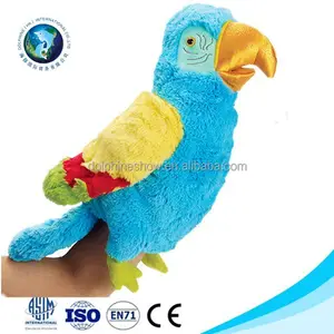 2015 Colorful parrot hand puppet promotional cute parrot plush toy stuffed soft plush parrot puppet