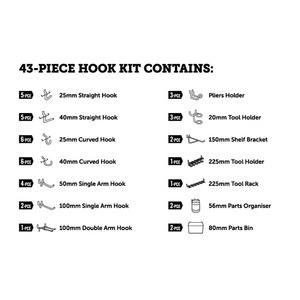 43PC <strong>Assorted</strong> Peg Board <strong>Hooks</strong> Kit Garage Storage <strong>Hooks</strong> - Product Image 3