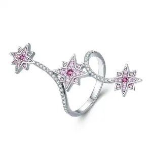 BAGREER SCR336 Роскошные большой преувеличены украшения кольцо полный алмазов длинные серебряные палец кольца для женщин пользовательские ювелирн