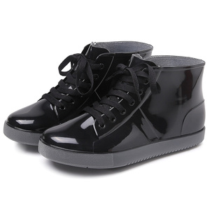 Delle donne Stivali Da Pioggia Impermeabile di Alta Cima <span class=keywords><strong>Scarpe</strong></span> Da Pioggia con Lace Up Anti-Slip Giallo <span class=keywords><strong>Scarpe</strong></span> Da Giardino - Product Image 1