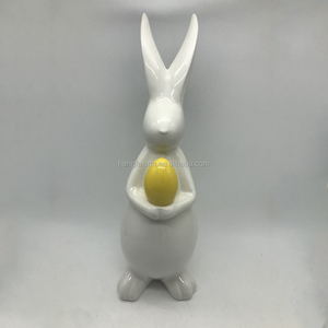 أزياء بسيطة الأبيض المزجج السيراميك زينة عيد الفصح أرنب التماثيل - Product Image 2