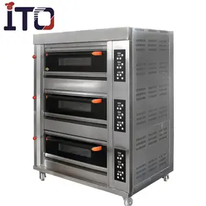 High Capacity Hotel Kitchen Bakery Equipment Gas Decks Bread Baking Pizza Oven For Sale