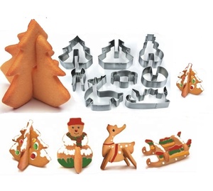 Ensemble de 8 <span class=keywords><strong>emporte</strong></span>-pièces/moules à biscuits en acier inoxydable 18/0 <span class=keywords><strong>3D</strong></span> pour Noël - Product Image 2