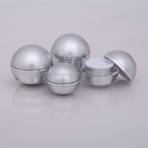 Hot Sale silver color 30ml 50ml ball shape plastic acrylic cream container cosmetic packaging jar