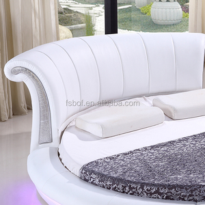 בית ריהוט חדר שינה led אור גדול לבן עגול מיטת CY011 - Product Image 2