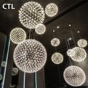 Otel dekoratif krom avize aydınlatma yuvarlak asılı lamba paslanmaz çelik modern led kolye ışık