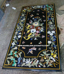 Plateau de Table pitra à incrustation en marbre noir, haut de Table piectra - Product Image 1