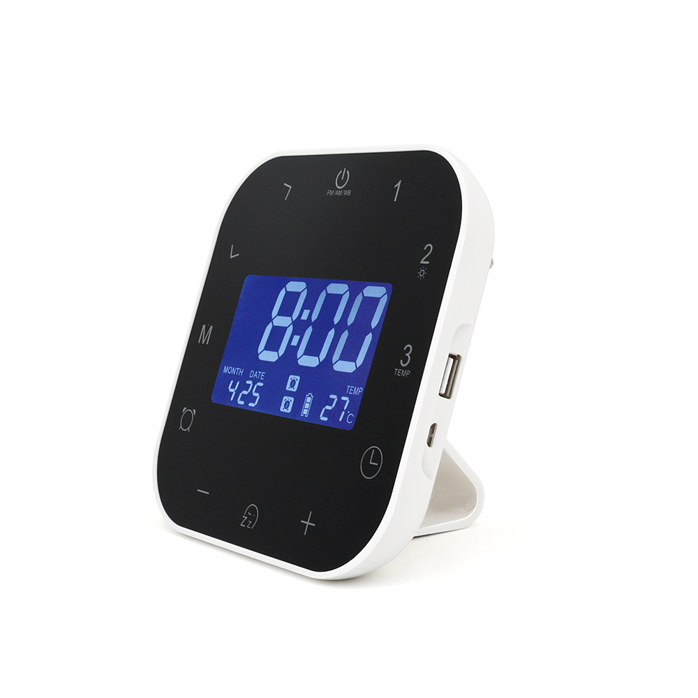 Amazon Горячая продажа Регулировка мелодии портативный радио термометр в настольные часы
