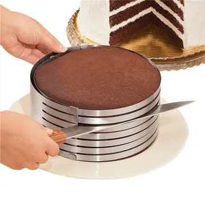 7 שכבה עוגת מבצעה לחיתוך עוגות באופן שווה מתכוונן קוטר מפני 23cm כדי 30cm עוגת מבצע נירוסטה