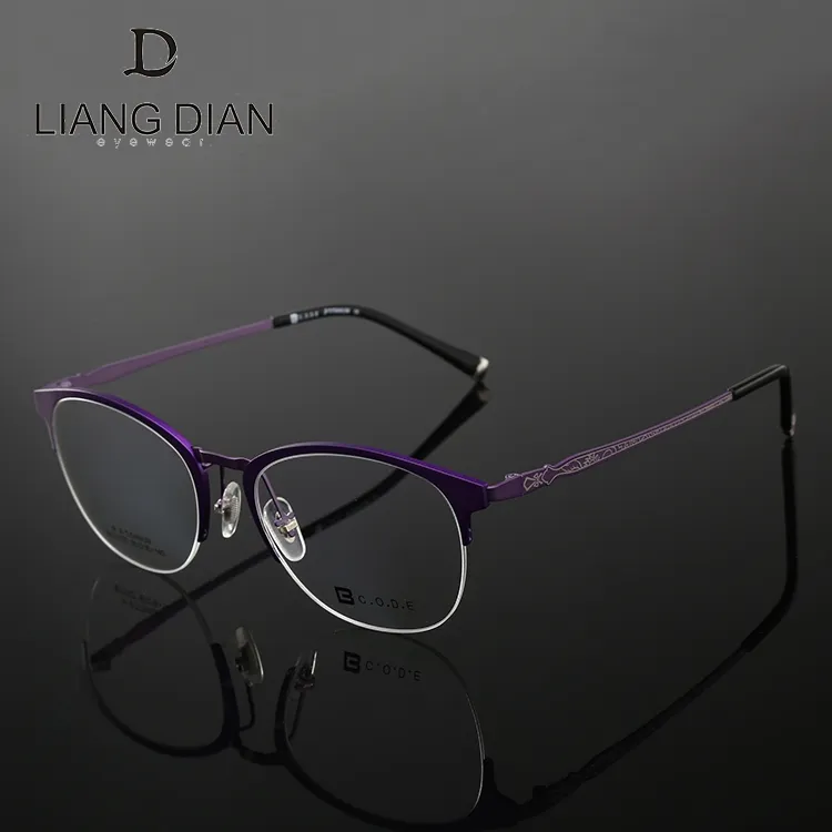 Half rim titanium temple eyeglasses, new design fashion optical frame factory custom