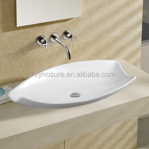 Lavabos de Cerámica Blancos Ovalados para Baño, Lavabo de Encimera - Product Image 4