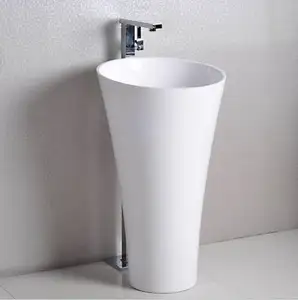 Prezzo All'ingrosso della fabbrica Puro Bianco Della Resina di Pietra Freestanding Lavabo