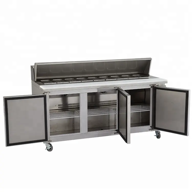 Kitchen equipment stainless steel under counter sandwich refrigerator 3 door commercial refrigerator