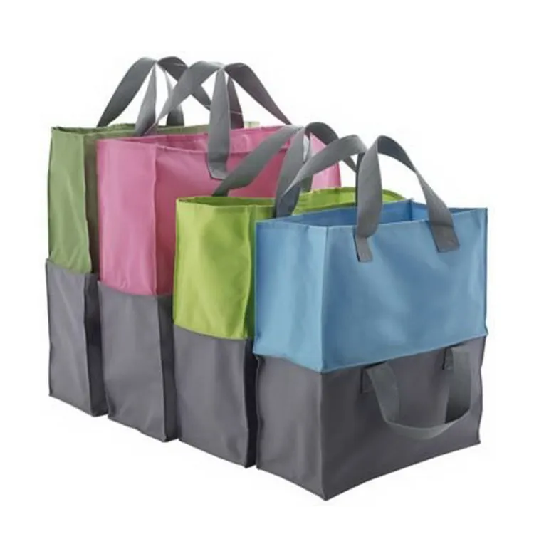 Personalizzato pieghevole joint manico lungo shopping tote bags per il supermercato trolley